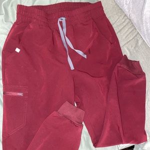 FIGS High Rise Joggers Burgundy